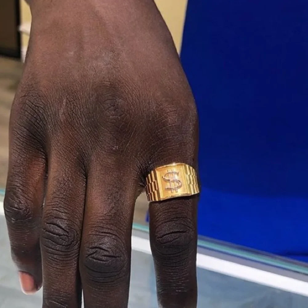 14K Gold Dollar white & Yellow Gold men’s Dollar  Ring